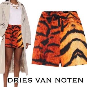 Dries Van Noten Tiger animal safari orange print women’s shorts 40 S M